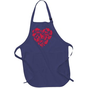 Cat Heart Valentines Day Funny Kitty Kitten Lovers Full-Length Apron With Pockets