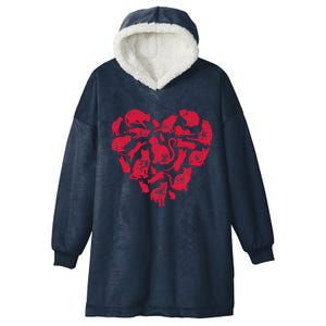 Cat Heart Valentines Day Funny Kitty Kitten Lovers Hooded Wearable Blanket