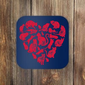 Cat Heart Valentines Day Funny Kitty Kitten Lovers Coaster