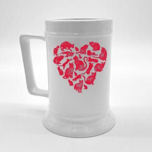 Cat Heart Valentines Day Funny Kitty Kitten Lovers Beer Stein