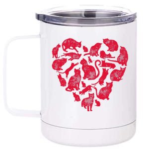 Cat Heart Valentines Day Funny Kitty Kitten Lovers 12 oz Stainless Steel Tumbler Cup