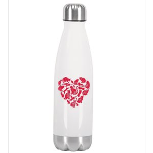 Cat Heart Valentines Day Funny Kitty Kitten Lovers Stainless Steel Insulated Water Bottle