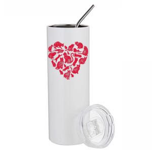 Cat Heart Valentines Day Funny Kitty Kitten Lovers Stainless Steel Tumbler