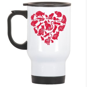 Cat Heart Valentines Day Funny Kitty Kitten Lovers Stainless Steel Travel Mug