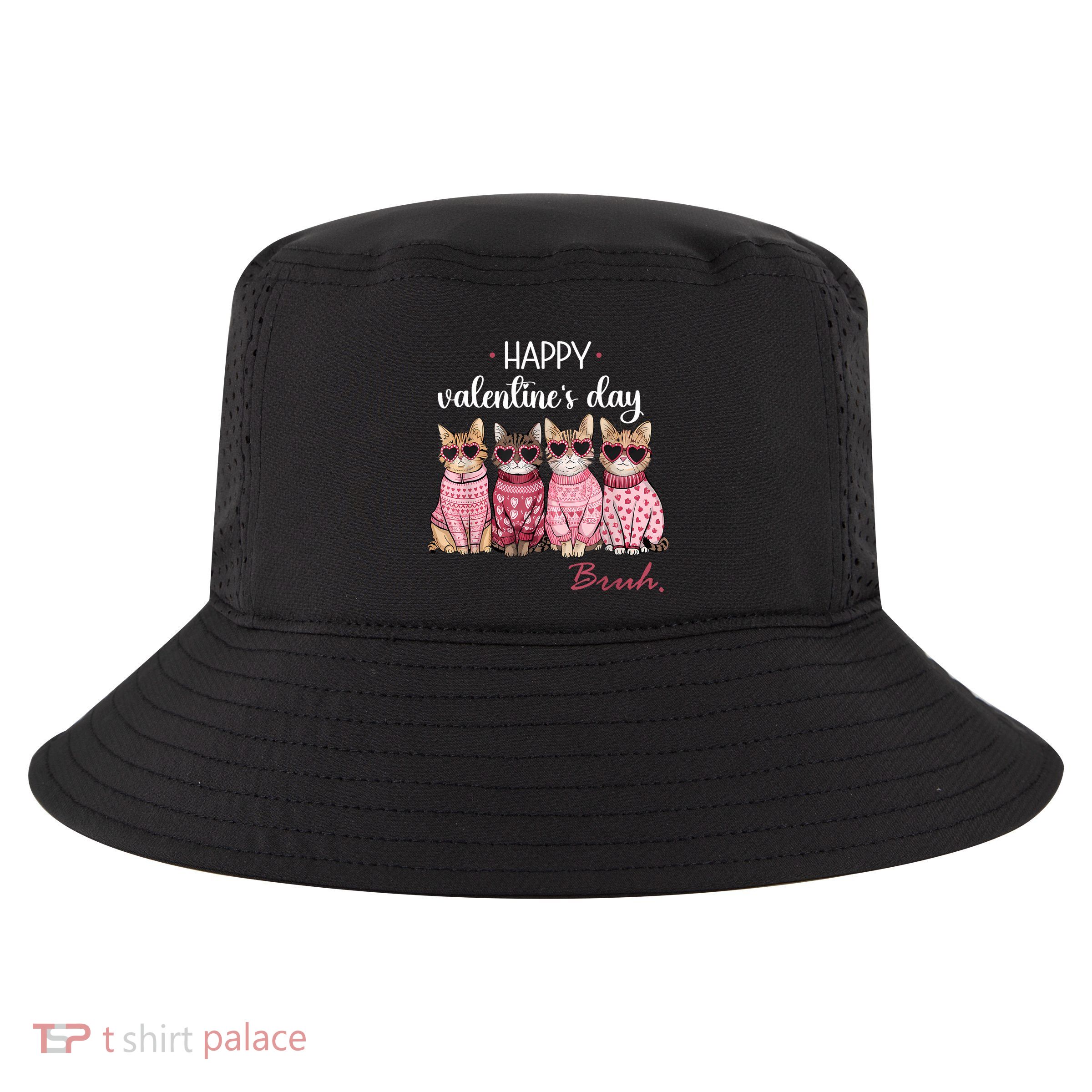 Cats Happy Valentines Day Bruh Boy Cats Lovers Cool Comfort Performance Bucket Hat