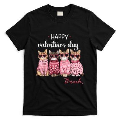 Cats Happy Valentines Day Bruh Boy Cats Lovers T-Shirt