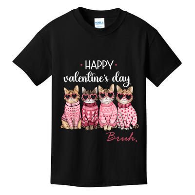 Cats Happy Valentines Day Bruh Boy Cats Lovers Kids T-Shirt
