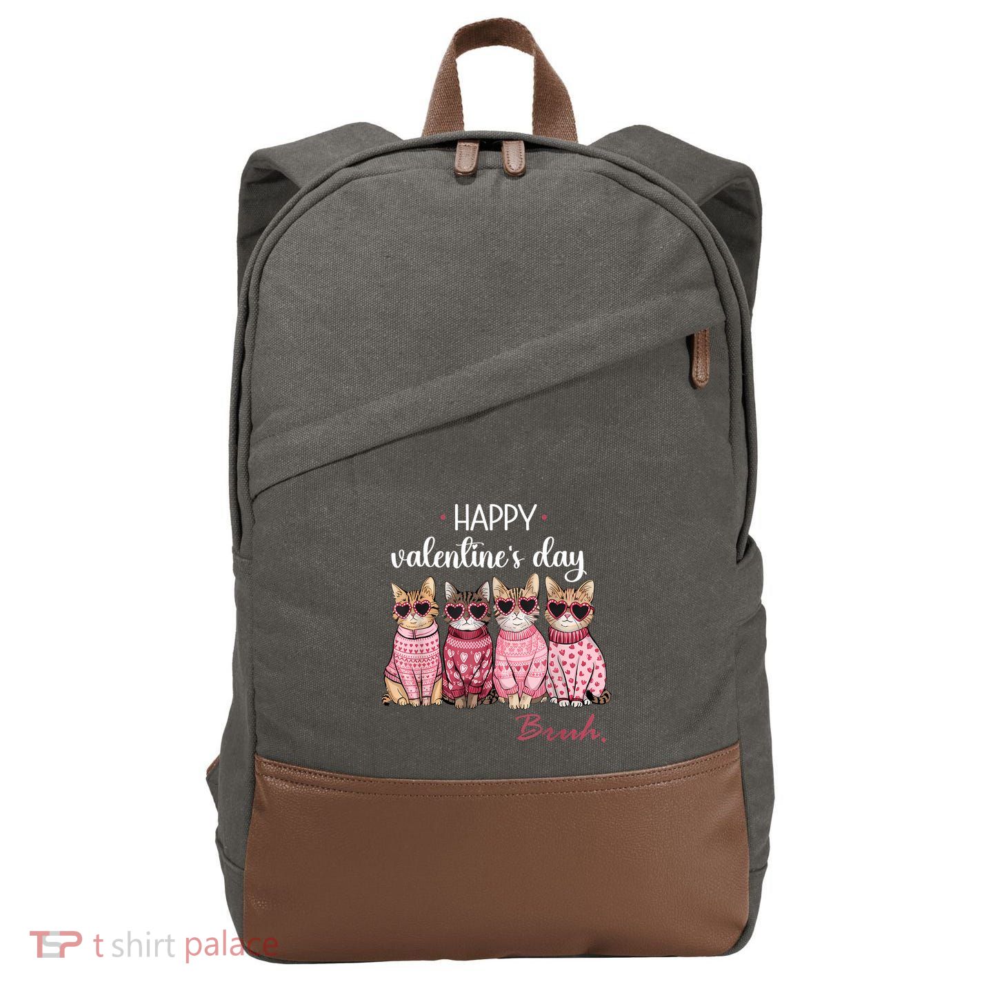 Cats Happy Valentines Day Bruh Boy Cats Lovers Cotton Canvas Backpack