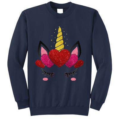 Cute Heart Valentine's Day For Women Unicorn Face Sweatshirt