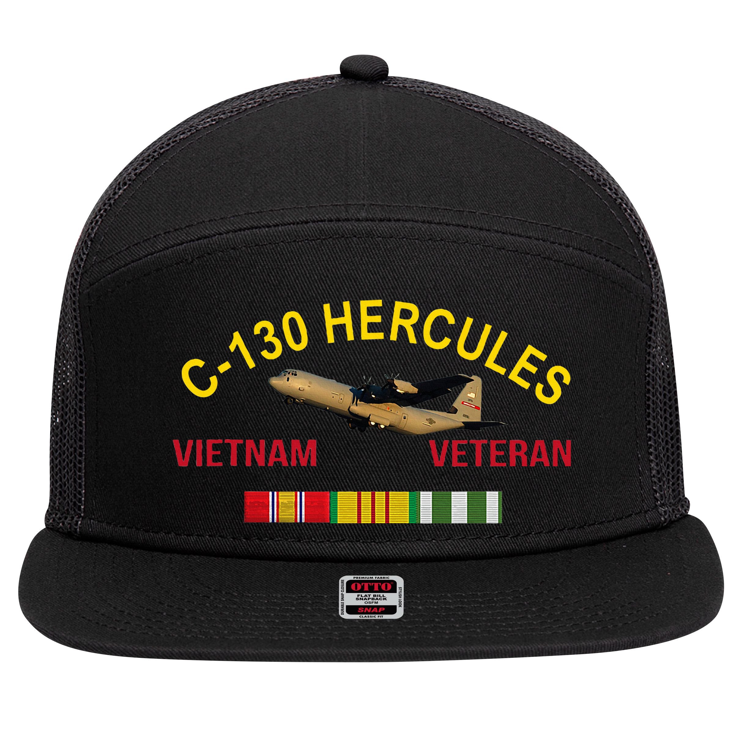 C130 Hercules Vietnam War C 130 Vietnam Veteran 7 Panel Mesh Trucker Snapback Hat
