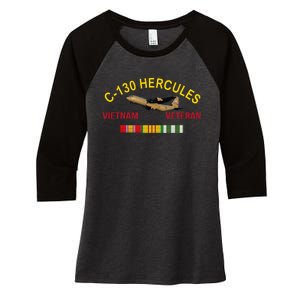 C130 Hercules Vietnam War C 130 Vietnam Veteran Women's Tri-Blend 3/4-Sleeve Raglan Shirt