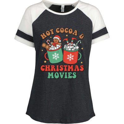 Cozy Holiday Vibes Festive Gingerbread Man Mug Enza Ladies Jersey Colorblock Tee