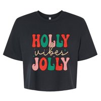 Cute Holly Vibes Jolly Bella+Canvas Jersey Crop Tee