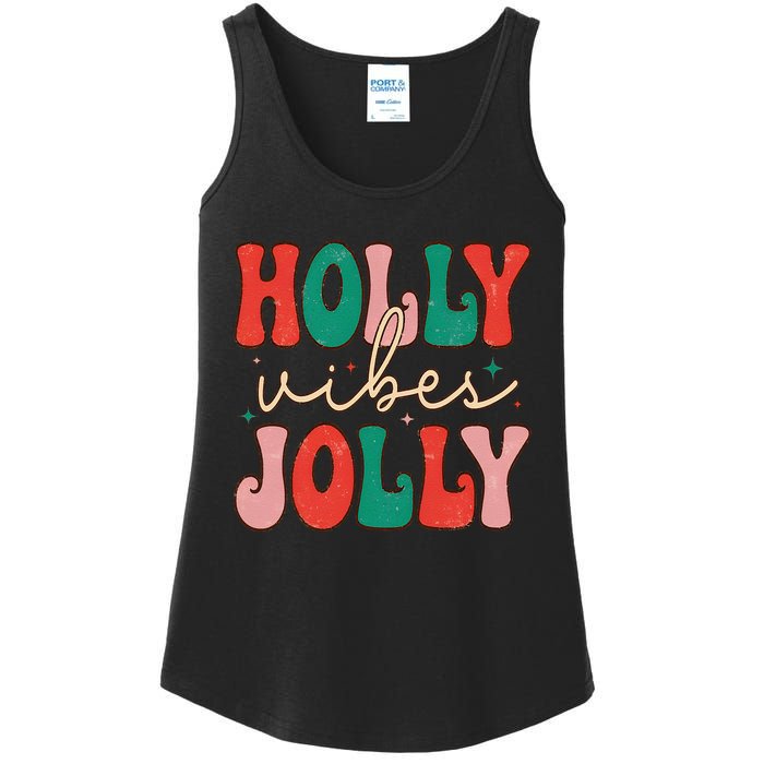 Cute Holly Vibes Jolly Ladies Essential Tank