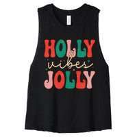 Cute Holly Vibes Jolly Women's Racerback Cropped Tank