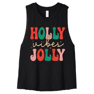 Cute Holly Vibes Jolly Women's Racerback Cropped Tank