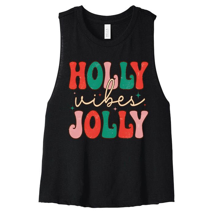 Cute Holly Vibes Jolly Women's Racerback Cropped Tank