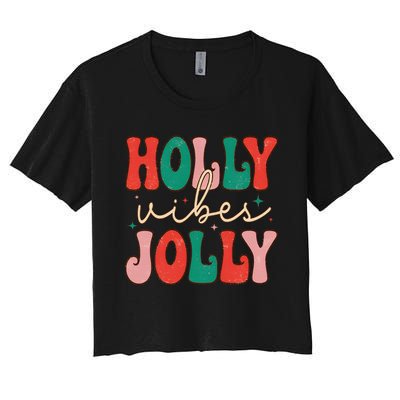 Cute Holly Vibes Jolly Women's Crop Top Tee