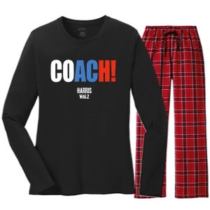 Coach Harris Waltz 2024 Kamala Harris Coach Walz 2024 Coach Women's Long Sleeve Flannel Pajama Set 