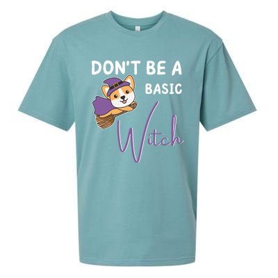 Corgi Halloween Witch Witches Dont Be A Basic Witch Gift Sueded Cloud Jersey T-Shirt