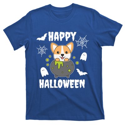 Corgi Halloween Witchs Cauldron Bat Happy Halloween Cute Gift T-Shirt