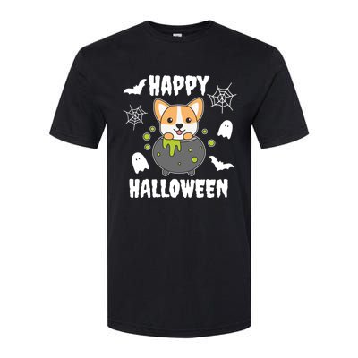 Corgi Halloween Witchs Cauldron Bat Happy Halloween Cute Gift Softstyle® CVC T-Shirt