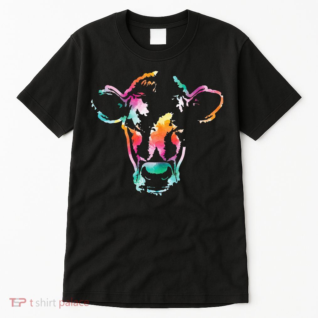Cow Head Watercolor Art Farm Cow Lover Tall T-Shirt