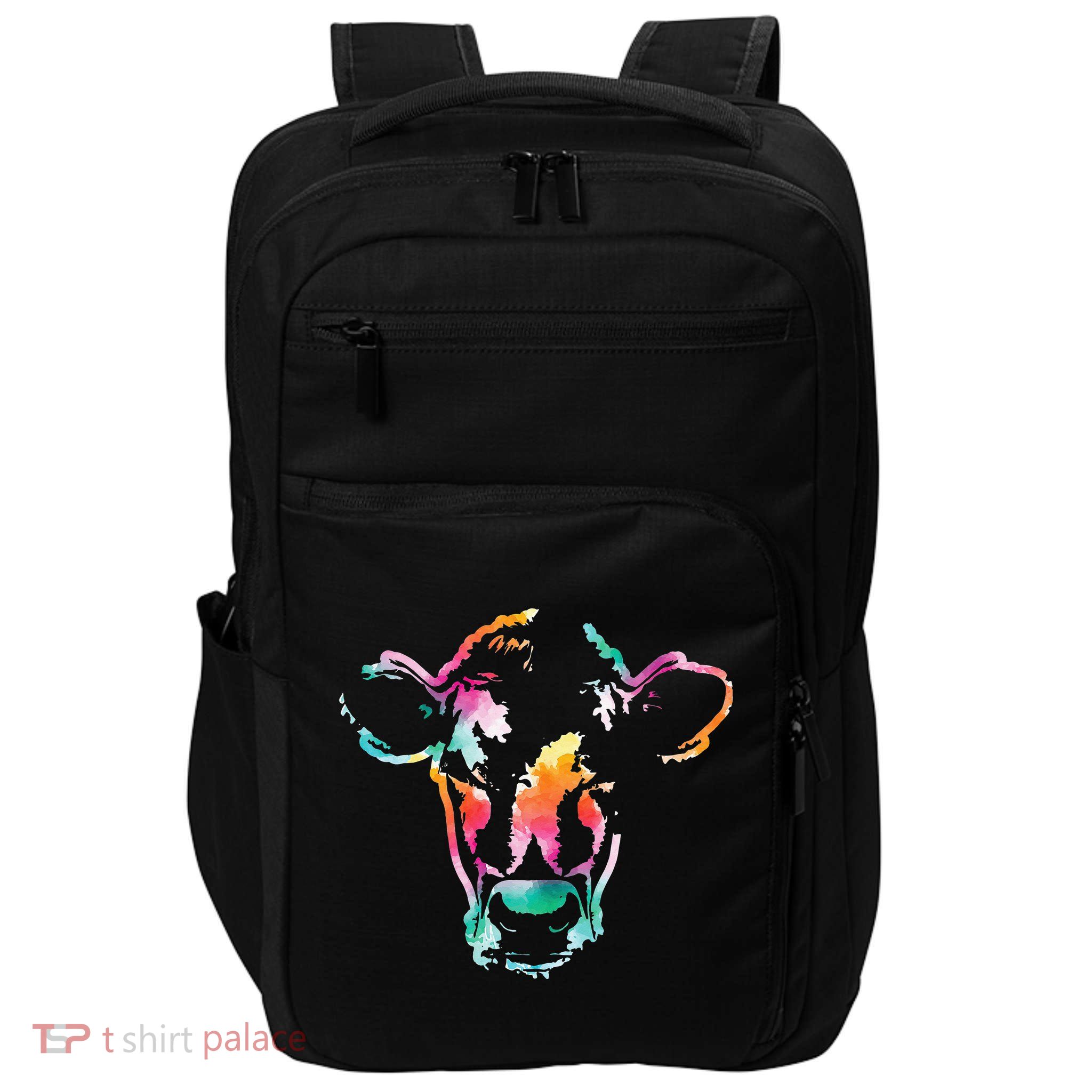 Cow Head Watercolor Art Farm Cow Lover Impact Tech Backpack