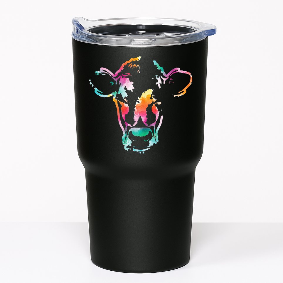 Cow Head Watercolor Art Farm Cow Lover Tumbler