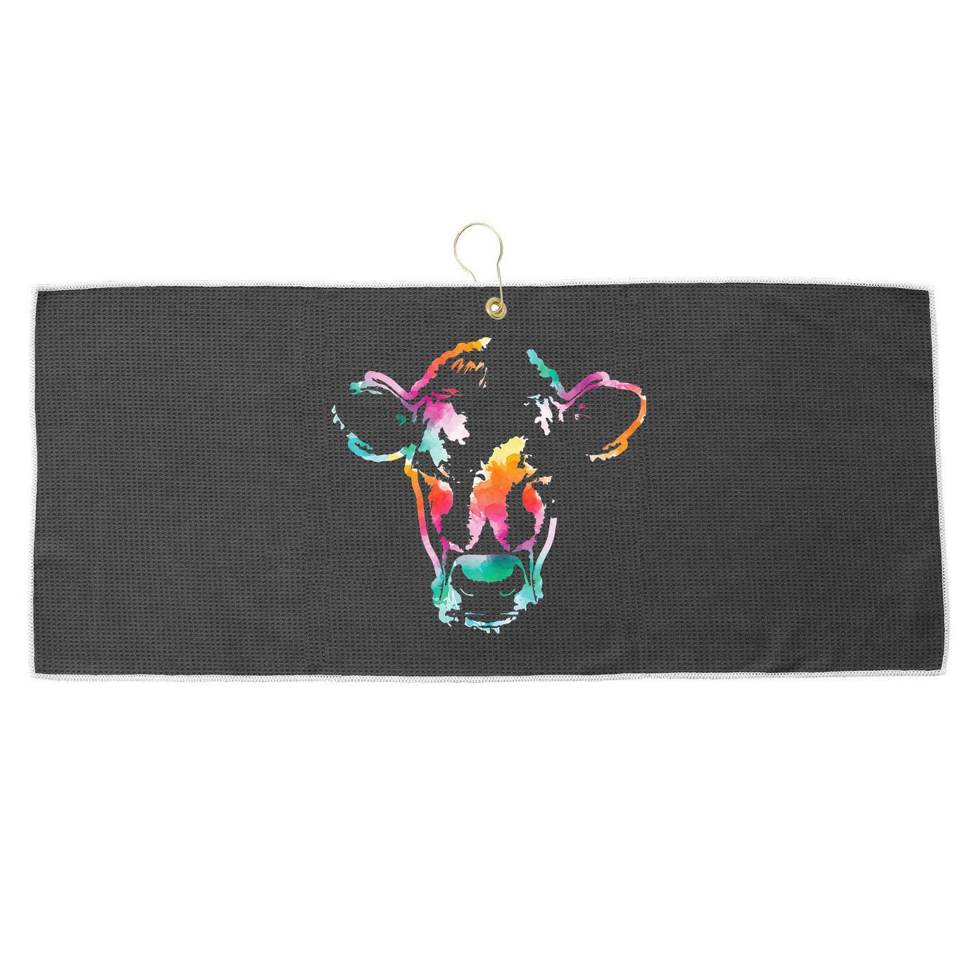 Cow Head Watercolor Art Farm Cow Lover Large Microfiber Waffle Golf Towel