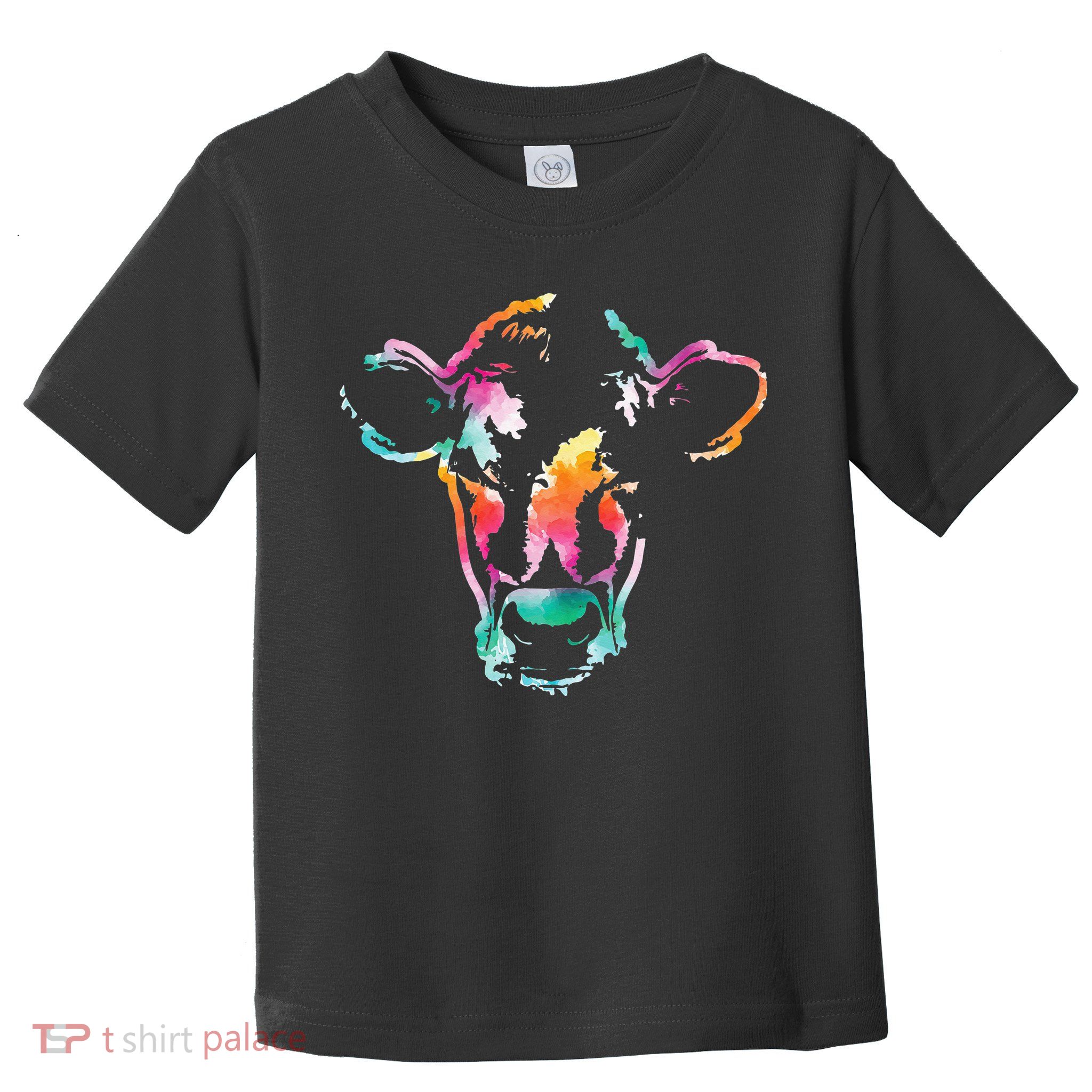 Cow Head Watercolor Art Farm Cow Lover Toddler T-Shirt