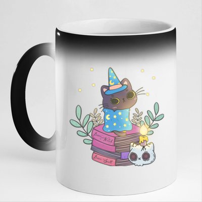 Cute Halloween Witch Cat 11oz Black Color Changing Mug