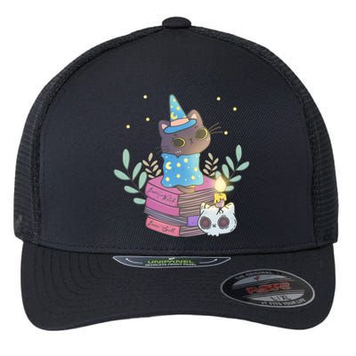 Cute Halloween Witch Cat Flexfit Unipanel Trucker Cap