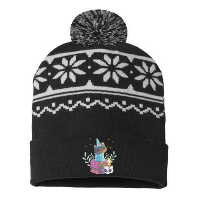 Cute Halloween Witch Cat USA-Made Snowflake Beanie