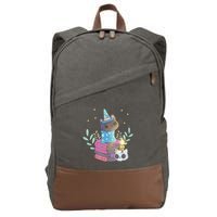 Cute Halloween Witch Cat Cotton Canvas Backpack