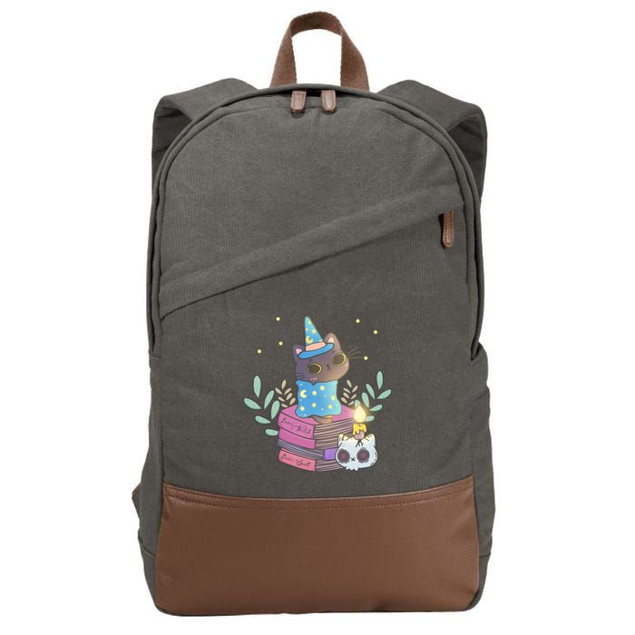Cute Halloween Witch Cat Cotton Canvas Backpack