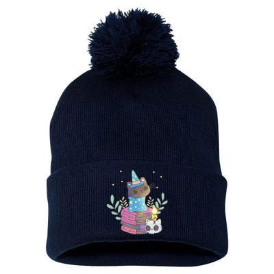 Cute Halloween Witch Cat Pom Pom 12in Knit Beanie