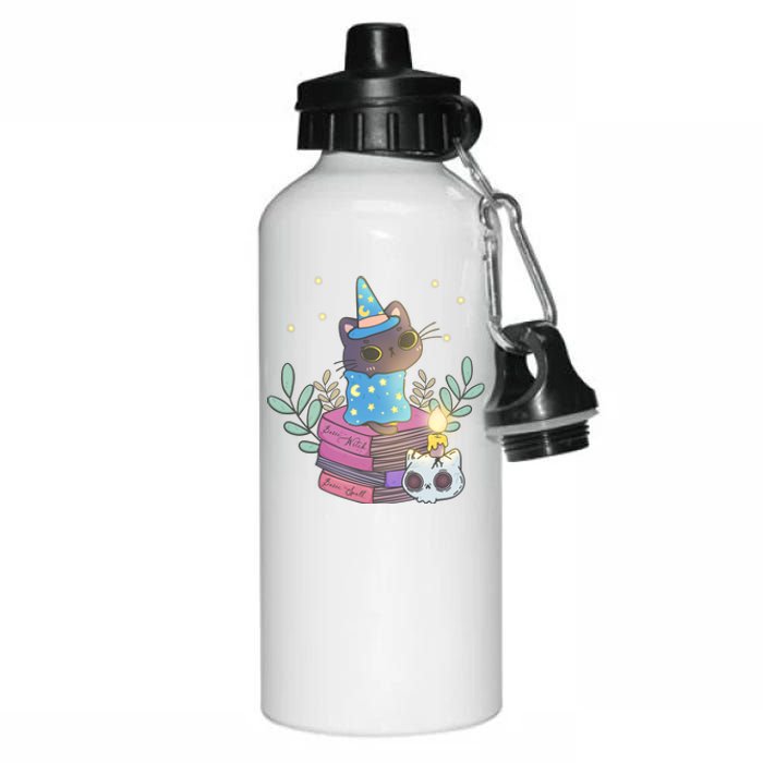 Cute Halloween Witch Cat Aluminum Water Bottle