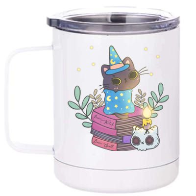 Cute Halloween Witch Cat 12 oz Stainless Steel Tumbler Cup