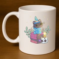 Cute Halloween Witch Cat 11oz C Handle Ceramic Mug