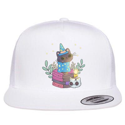 Cute Halloween Witch Cat Flat Bill Trucker Hat