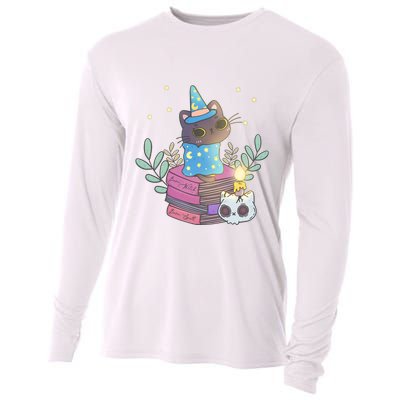 Cute Halloween Witch Cat Cooling Performance Long Sleeve Crew