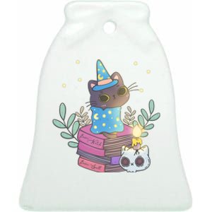 Cute Halloween Witch Cat Ceramic Bell Ornament