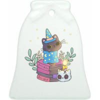 Cute Halloween Witch Cat Ceramic Bell Ornament