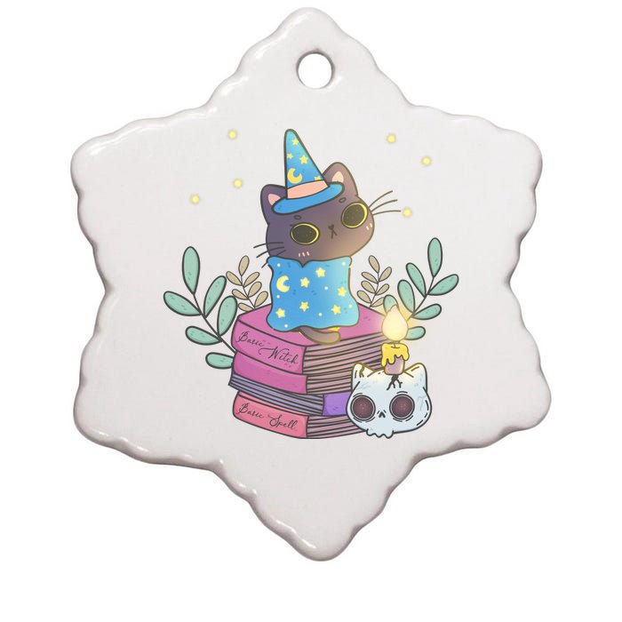 Cute Halloween Witch Cat Ceramic Star Ornament