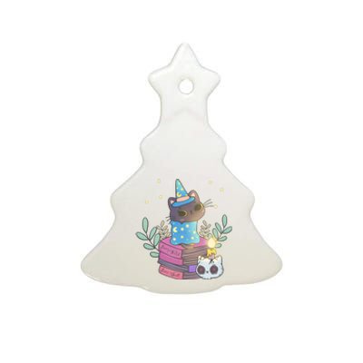 Cute Halloween Witch Cat Ceramic Tree Ornament