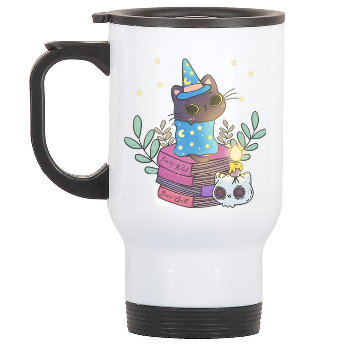 Cute Halloween Witch Cat Stainless Steel Travel Mug