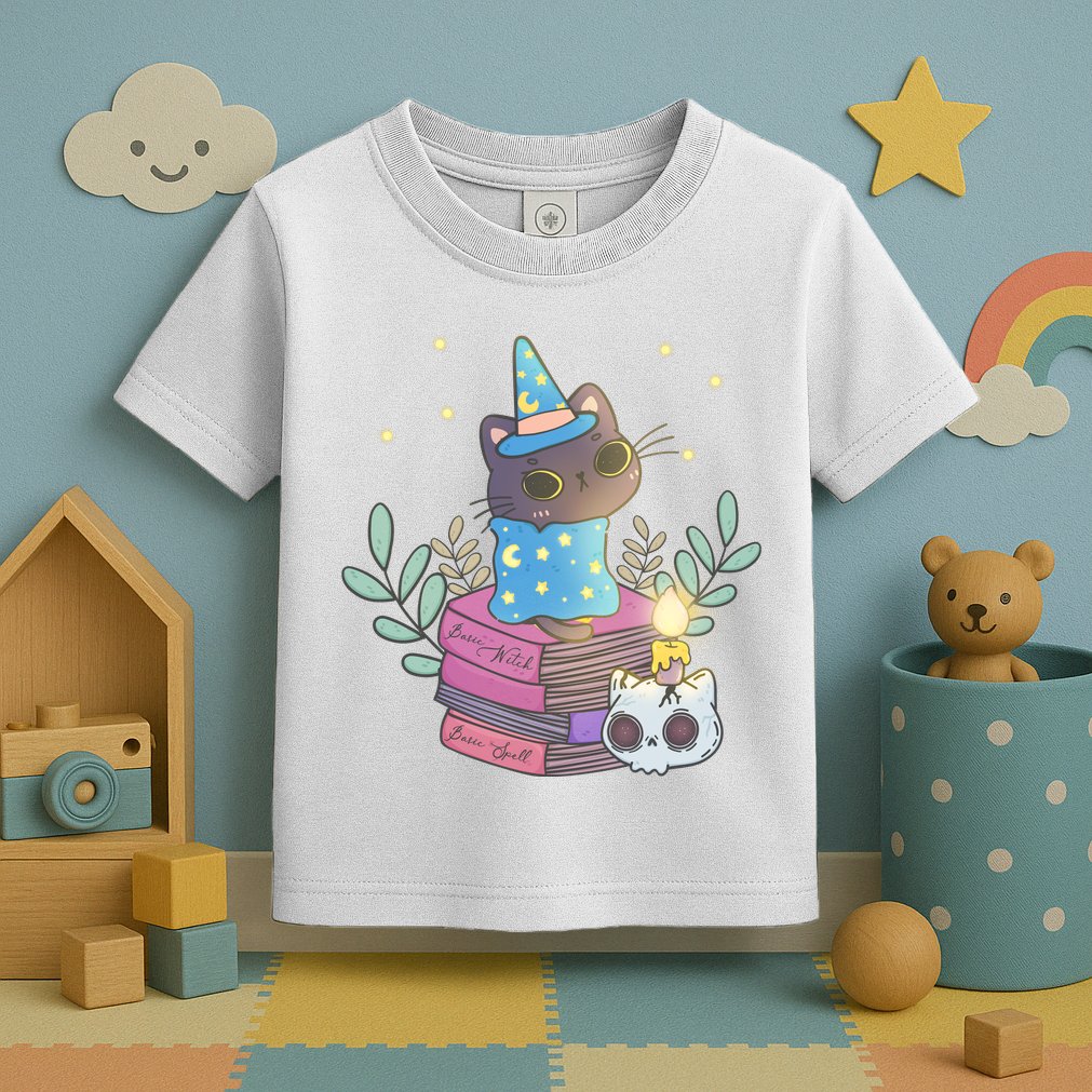 Cute Halloween Witch Cat Toddler T-Shirt