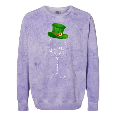 Clover Hat Wine Ing Party St Patricks Day Meaningful Gift Colorblast Crewneck Sweatshirt