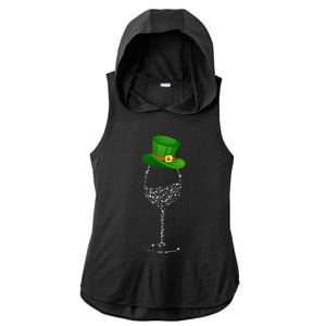 Clover Hat Wine Ing Party St Patricks Day Meaningful Gift Ladies PosiCharge Tri-Blend Wicking Draft Hoodie Tank